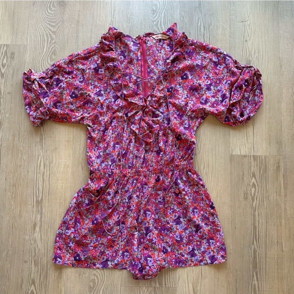 Rebecca Taylor 100% silk Spring Blossom Romper size 4 flower summer womens - Picture 10 of 12